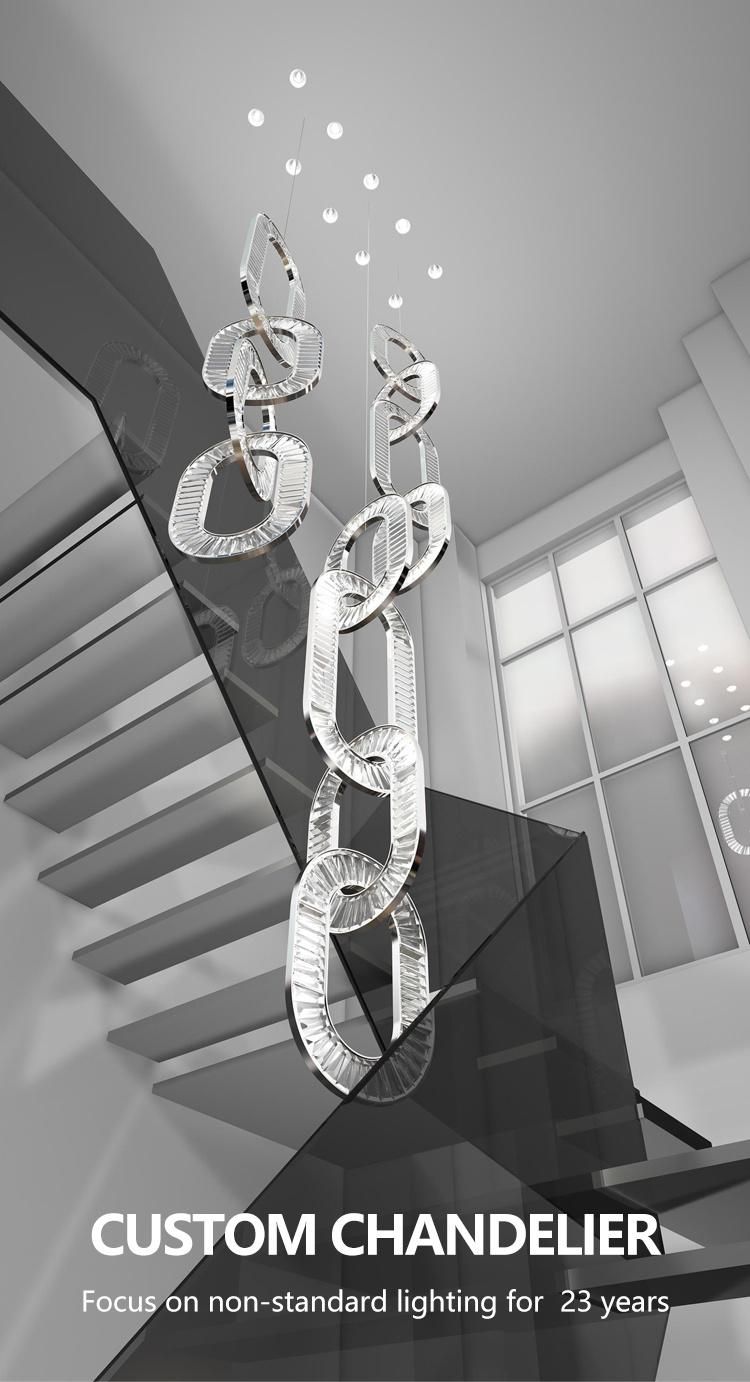 Modern Style Decorative Hotel Commercial Banquet Stair K9 Crystal Custom Chandelier