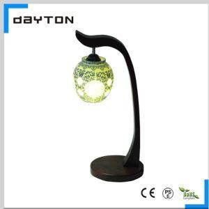Classic Ceramic LED Table Lamp with Solid Wooden Base (DT-DL-019)