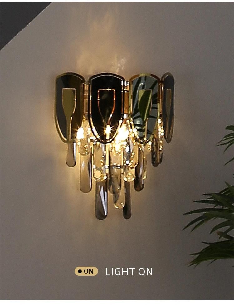 Creative House Hotel Bedside Living Room K9 Crystal Design Decor Mounted Indoor Modern LED Sconce Interior Wall Lamp Crystal