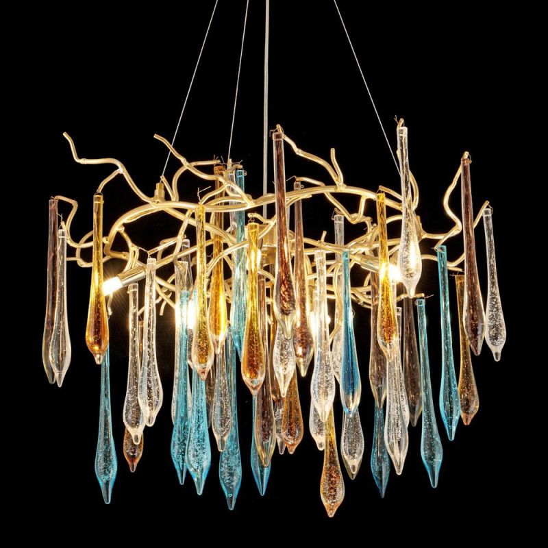 2022 Wholesale Indoor Living Room Bedroom LED Hanging Colorful Pendant Light Modern Luxury Chandeliers Crystal Light