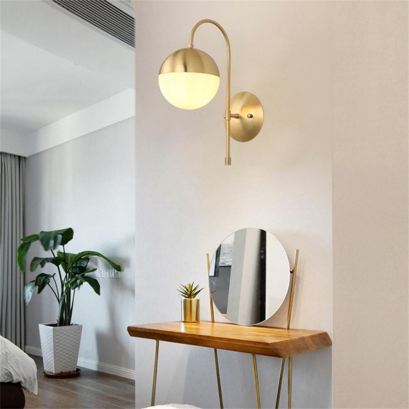 Nordic Brass Bedroom Bedside Wall Lamp Modern Creative Simple Bathroom Mirror Front Lamp Aisle All Copper Retro Lamps