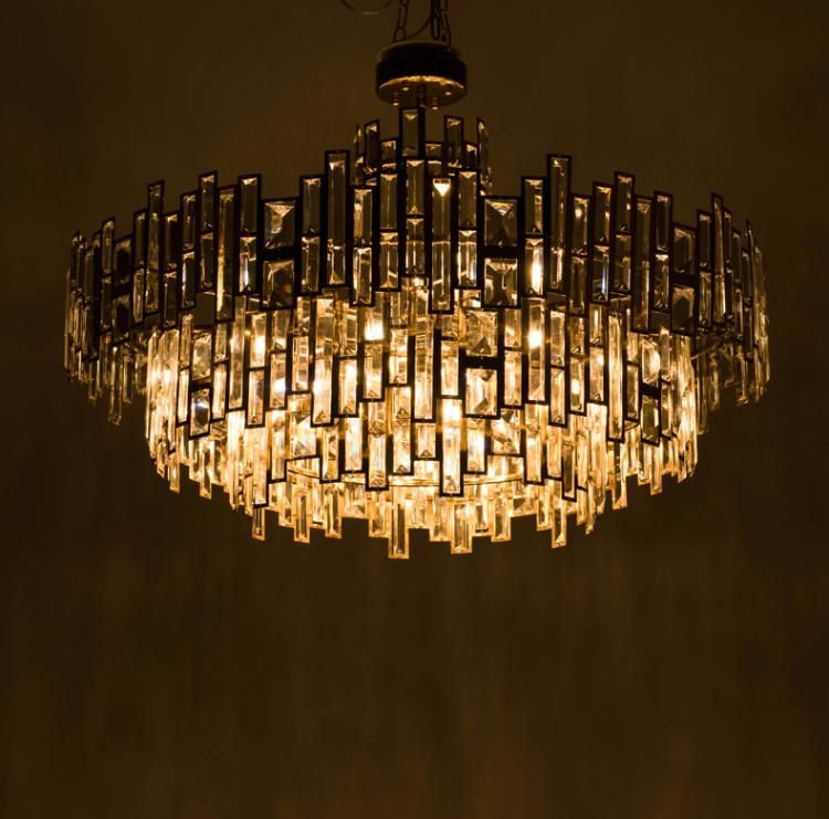 Post Modern Style Personality Stainless Steel Frame and K9 Crystal Living Room Chandelier Lamp