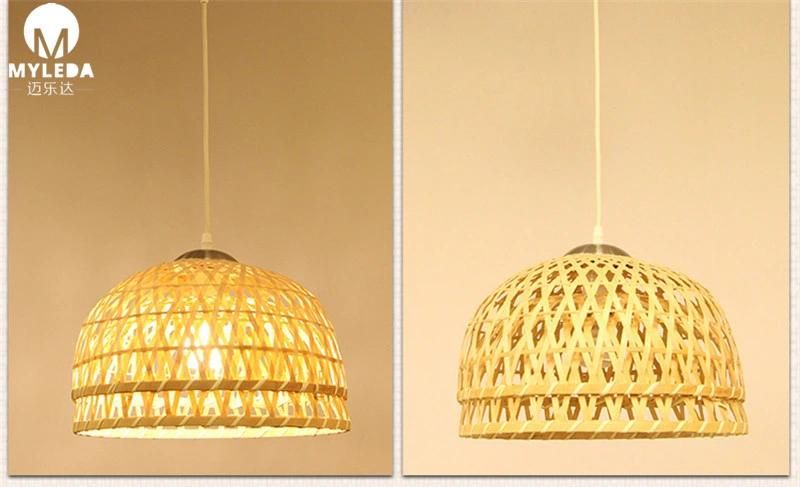 Home Decorative Bamboo Chandelier Wood Ceiling Light Hanging Pendent Lamp