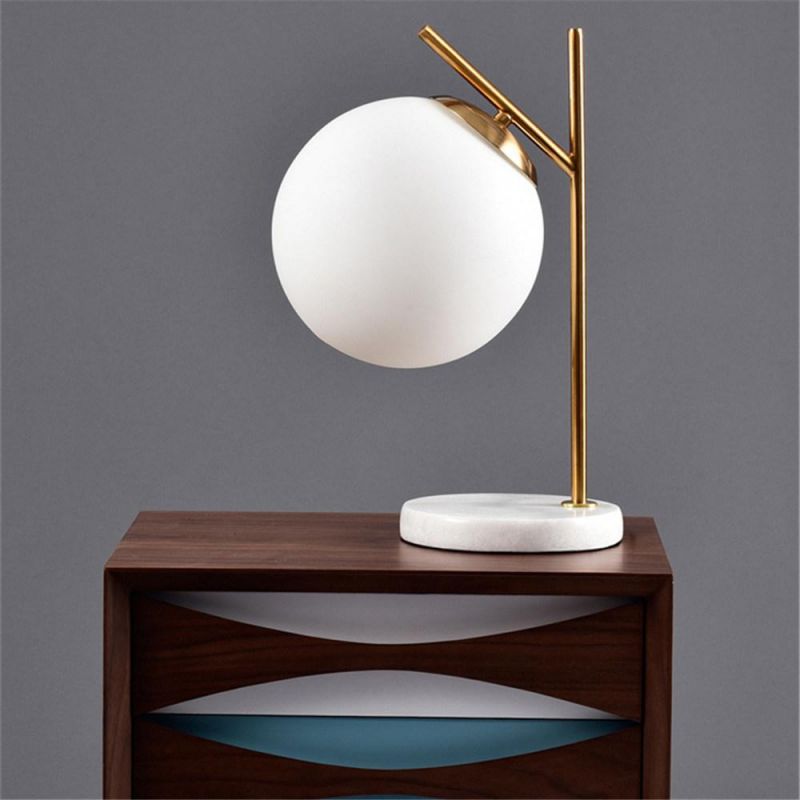 Simple Marble Base Table Lamp Nordic Living Room Home Deco Glass Ball Desk Lamp Bedroom Bedside Lamp Simple Tafellamp