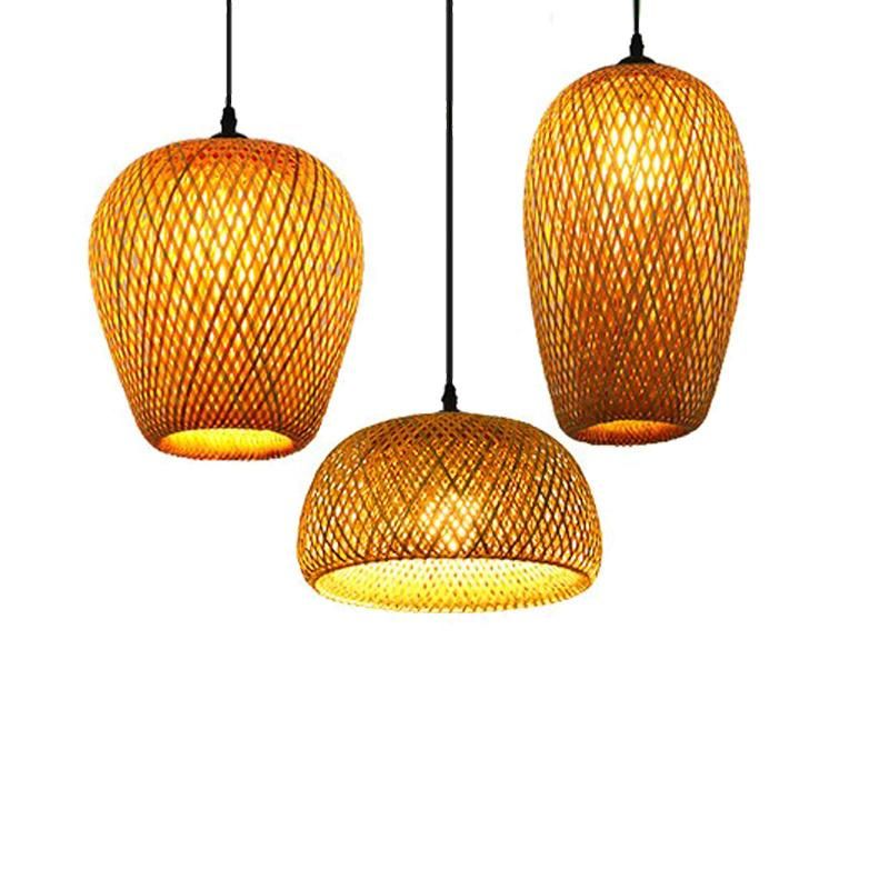 Chinese Hand Knitted Bamboo Art Pendant Lights Restaurant Caf Loft Hanging Pendant Lamp Fixture (WH-WP-37)