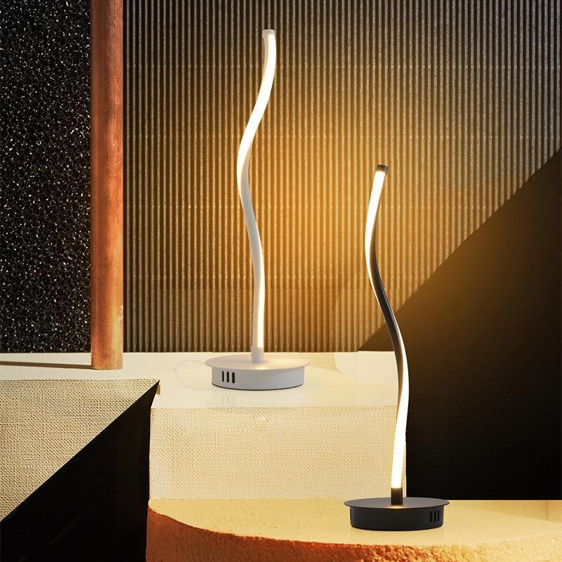 Nordic Post-Modern Scandinavian Minimalist Decorative Bending Line Table Lamp for Bedside Bedroom or Office or Living Room