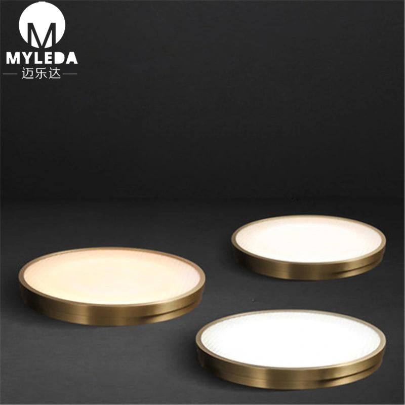 Modern Brass and White Acrylic Round LED Ceiling Lighting