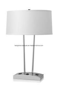Gu24 Socket Shiny Nickel Finish Hotel Table Lamp