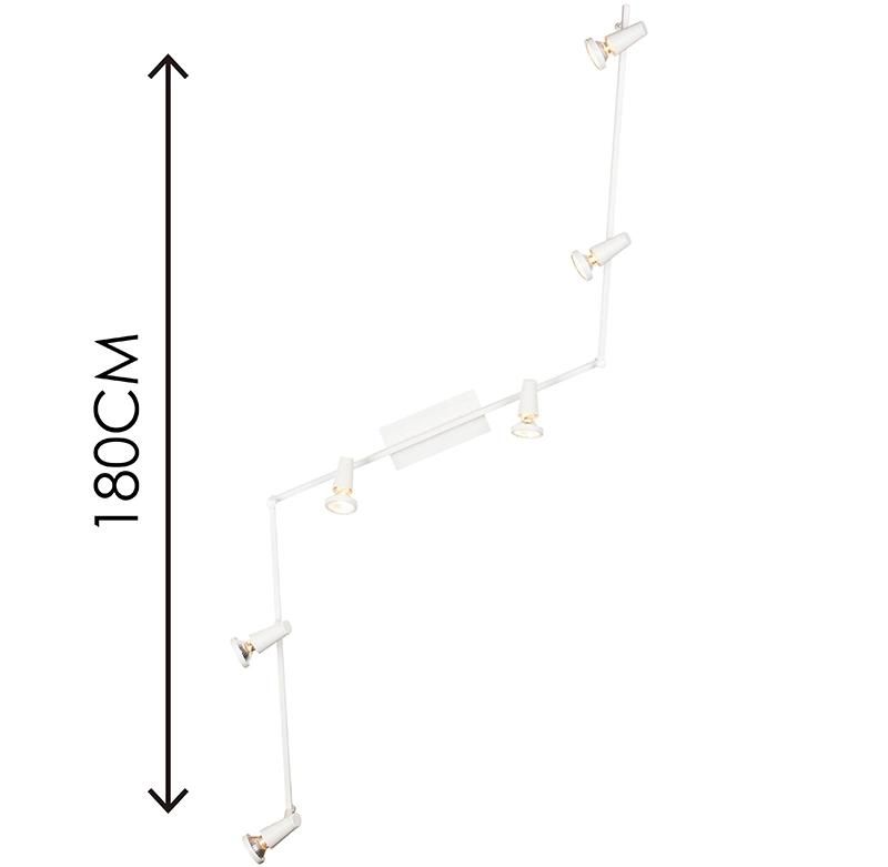 6-Light Flexible Track Lighting Rail Modern Directional LED Spot Ceiling Light Fixture GU10 Base for Living Room, Dining Room Bedroom Kitchen (All Matt White)