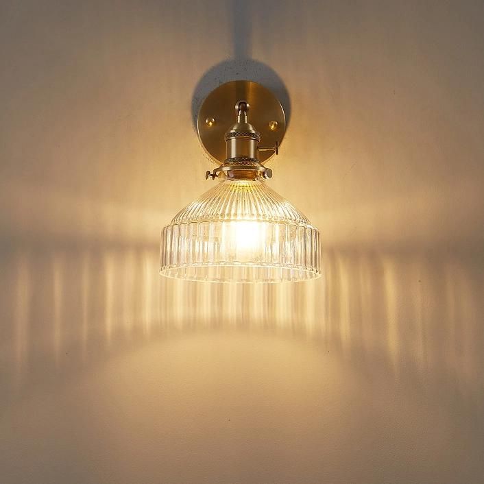 Nordic Postmodern Bedroom Bedside Glass Wall Lamp Light Luxury Copper Lamp
