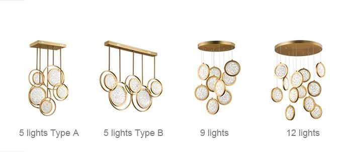 Fashion Design Decorative Gold LED Hanging Pendant Light Lamp with Special Galss Diffuser