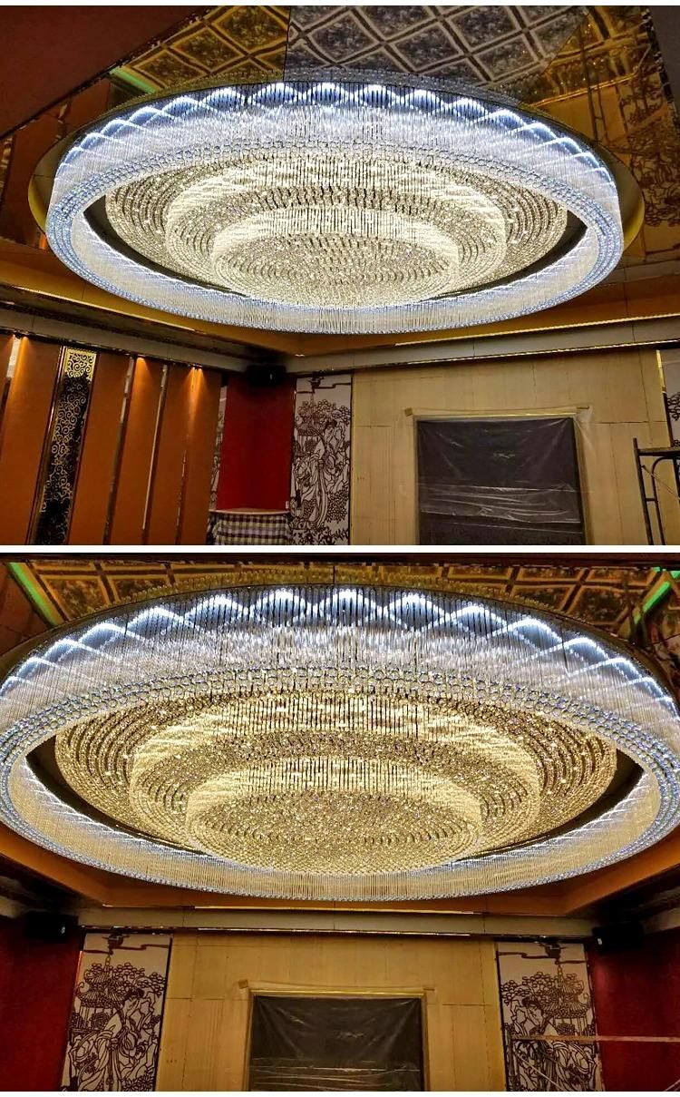 Gold Luxury Hotel Lobby Indoor Staircase Custom Project Glass Round LED Ceiling Chandelier Lamp