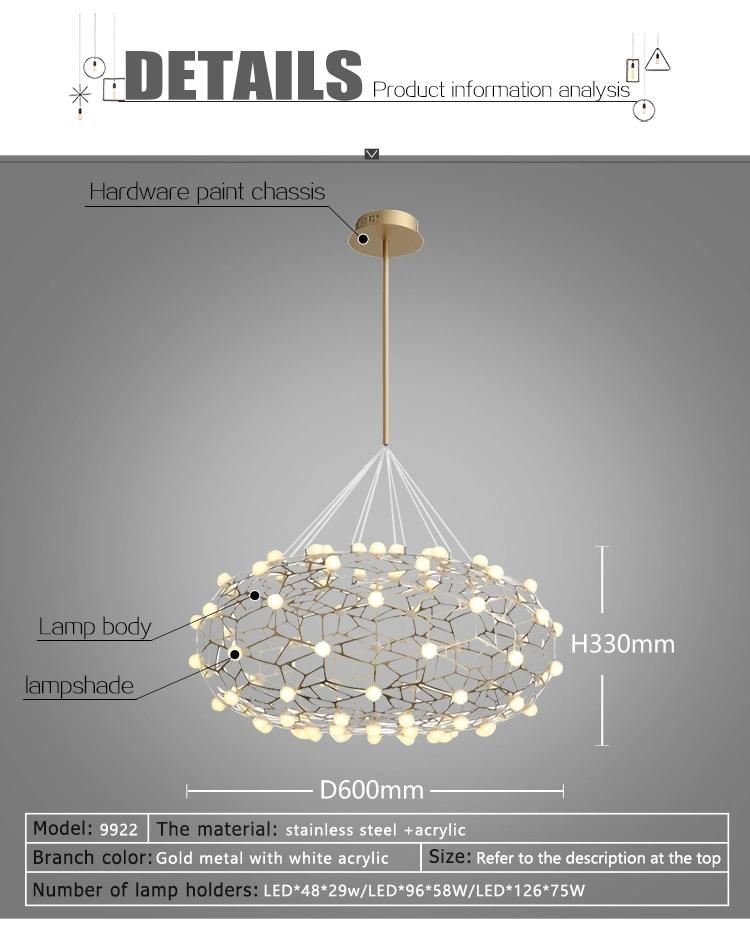 Hotsale Hotel Project Hanging Lamp LED Big Chandelier