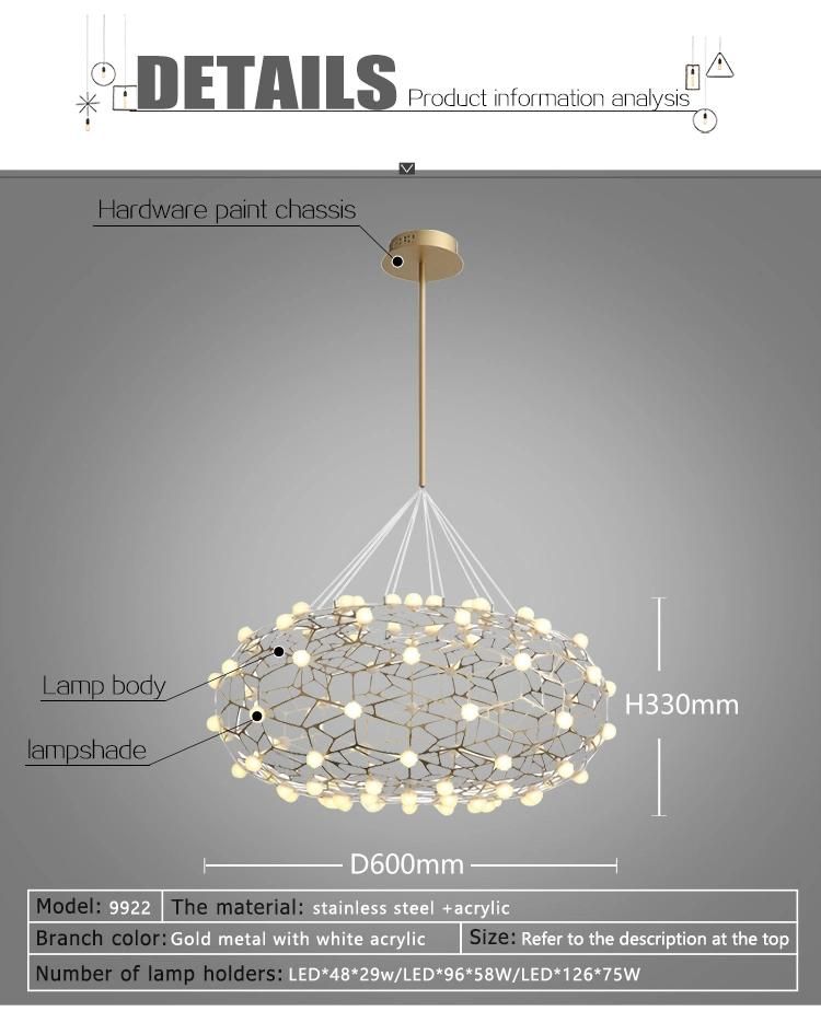 Hotsale Hotel Project Hanging Lamp LED Big Chandelier