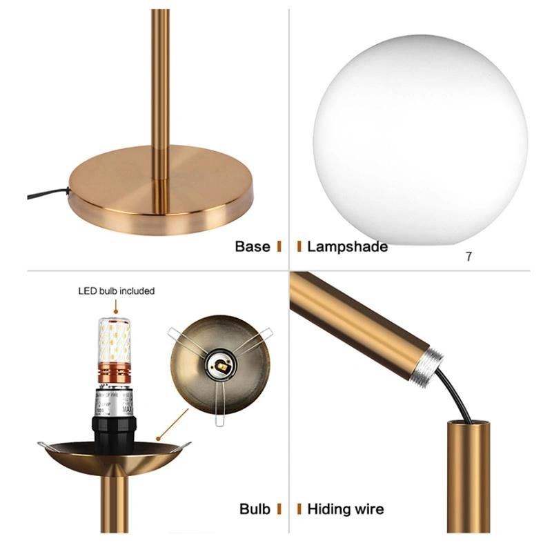 Nordic Modern Simple Gold and Glass Floor Lamp Bedroom Lamp LED Floor Lamps Gold Floor Lamp (WH-MFL-70)