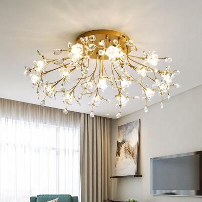 Crystal Living Room Lamp Dining Room Bedroom LED Round Lamp Simple Creative Ceiling Light