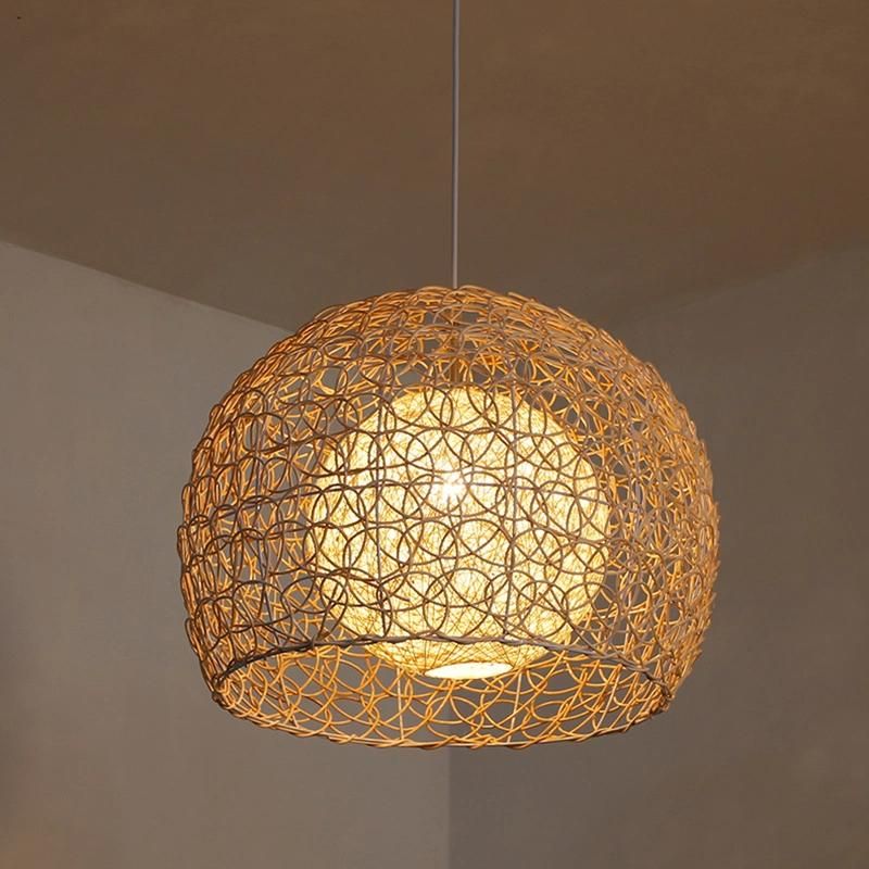 Wooden Round Lantern Chandeliers Dining Room Restaurant Kitchen Pendant Lamp
