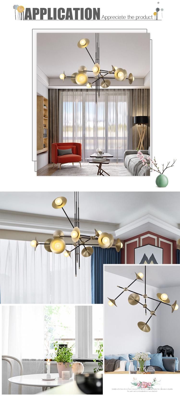 Modern Lamp Iron Glass Material LED Light Source Chandelier