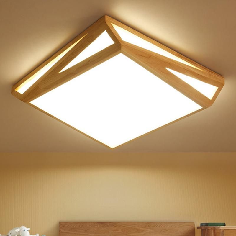 Wood Flush Mount Ceiling Light for Indoor Home Lighting Fixtures (WH-WA-02)