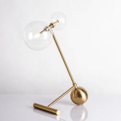 Modern Glass Desk Table Lamp in Gold for Living Room