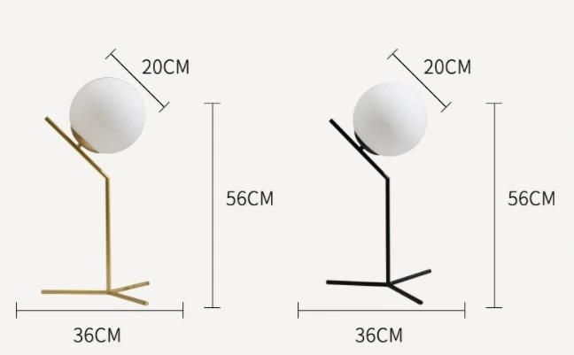 Glass Spherical Vertical Table Lamp Nordic Sofa Ball Table Lamp