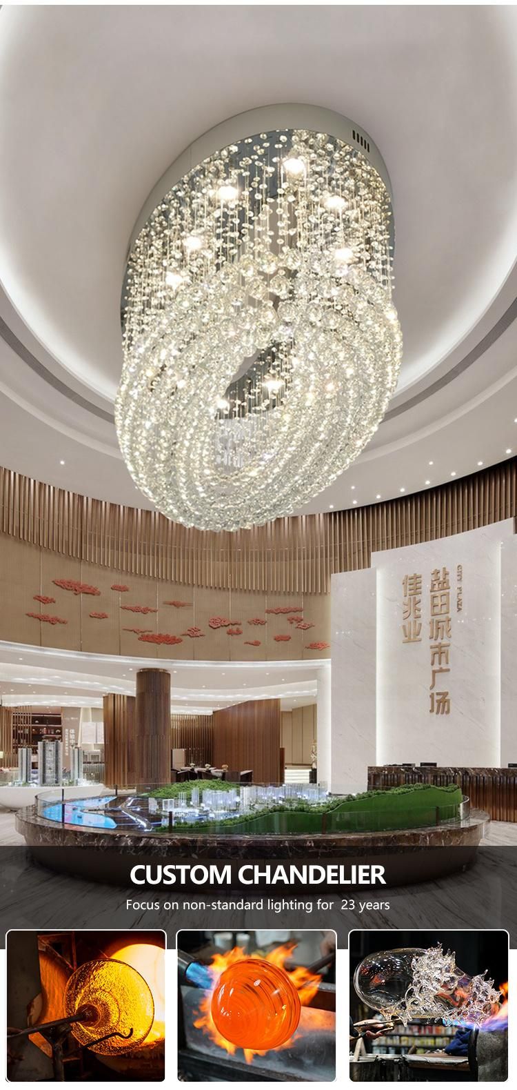 New Design White Modern Luxury Project Custom Large Glass Stair Hotel Chandelier Ceiling Light