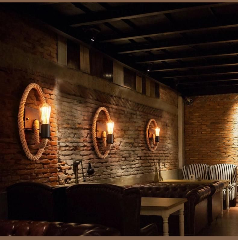 Loft Wall Light Edison Bulb Aisle Stairs Bar Coffee Shop Vintage Hemp Rope Wall Lamp (WH-VR-12)
