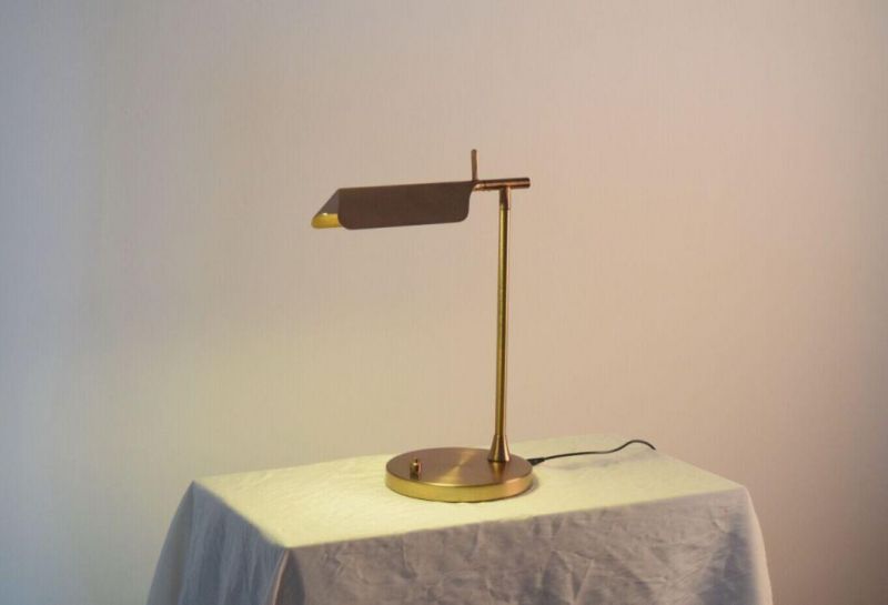 Alloy Lamp Shade and Metal Lamp Body in Anti-Copper Finish Table Lamp.
