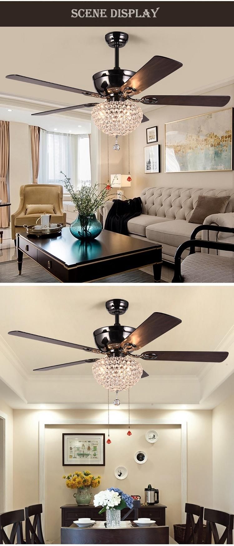 52inch Plywood 5 Blade Ceiling Indoor Fan Remote Control AC Home Decoration Ceiling Fans with Lights Chandelier