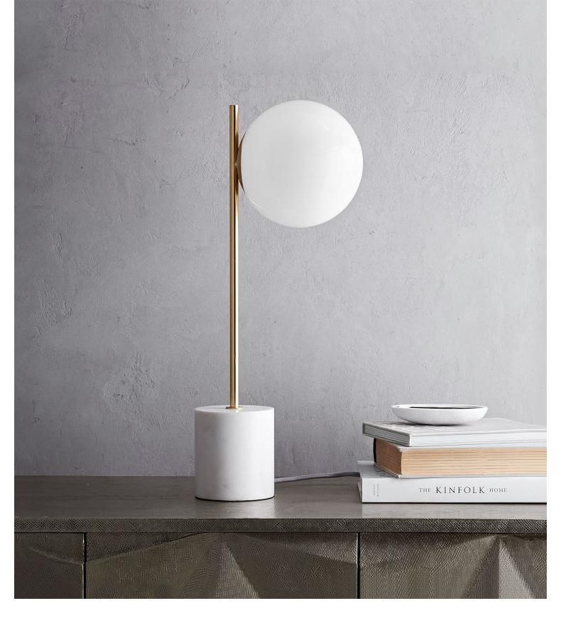 Nordic Light Luxury Metal Postmodern Simple Marble Table Lamp Bedroom Bedside Creative Personality Glass Ball Table Lamp