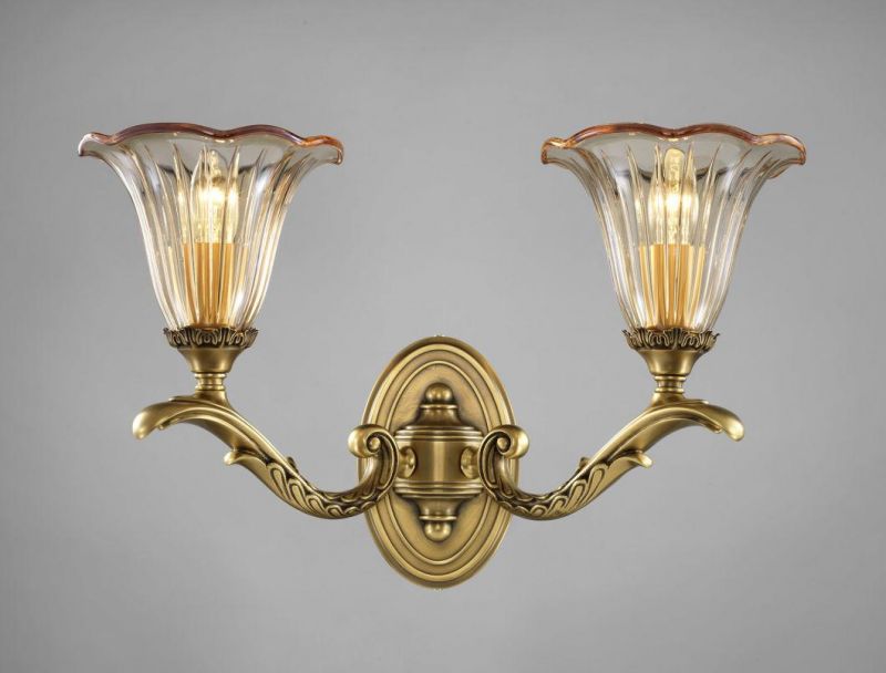 AmericanEuropean Tiffany Vintage Retro Loft Lighting Single Double Heads Glass Shade LED Copper Light Study Office Stair Aisle Living Room Bedroom Wall Lamp
