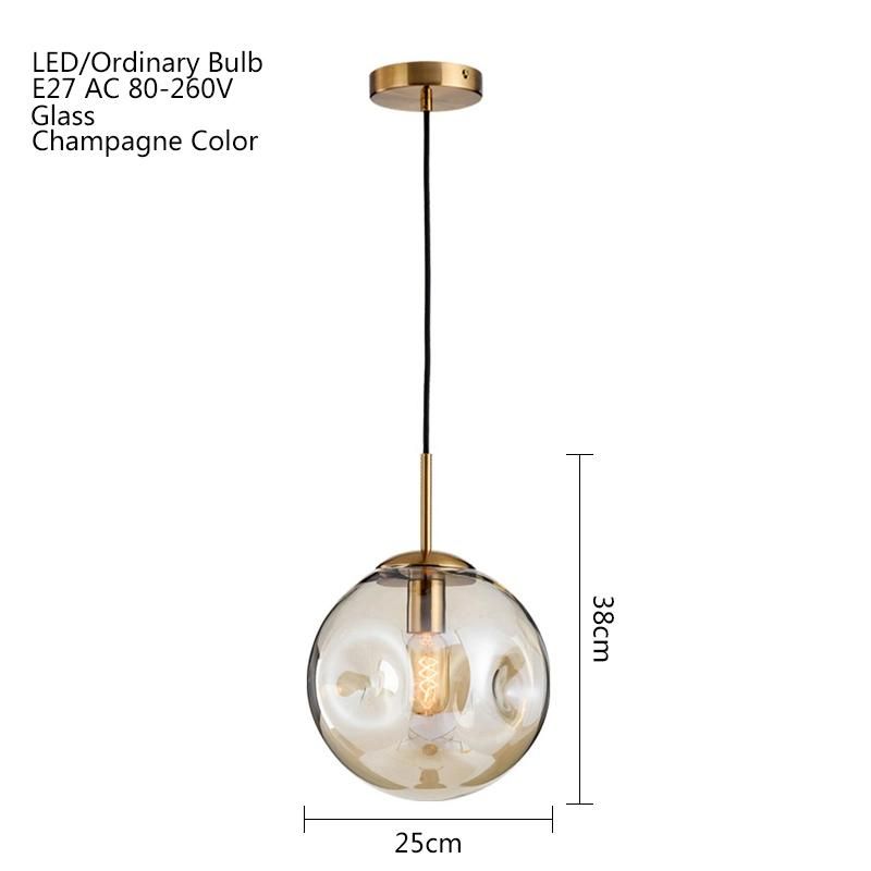 Nordic E27 Colors Pendant Lamp Restaurant Jozua Contemporary Spherical Glass Shade Pendant Lamp (WH-AP-304)
