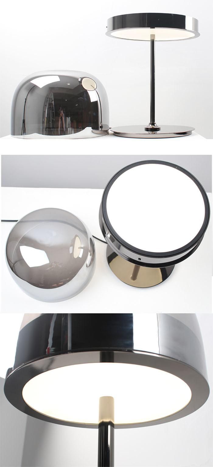 Modern Contemporary Rose Gold Metal LED Desk Table Lamp Light in Glass Shade