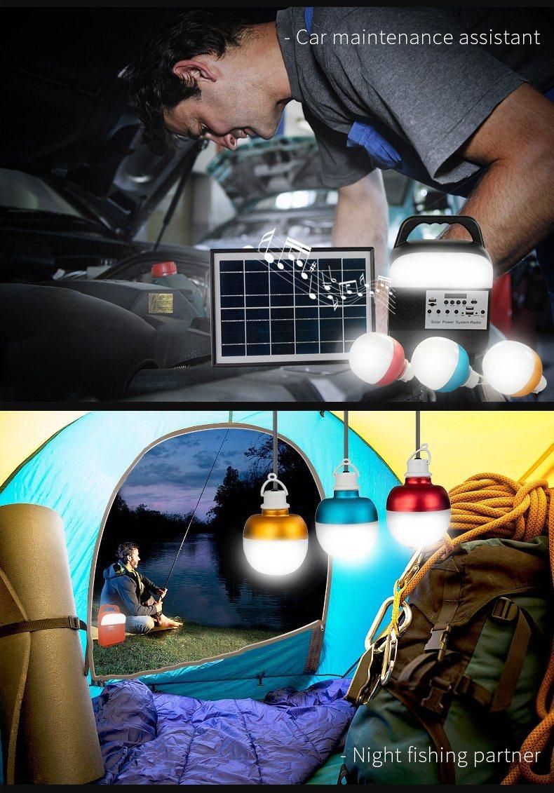 Solar LED Pendant Light New Design Portable Solar LED Lights 15W Solar Lighting System with FM Radio