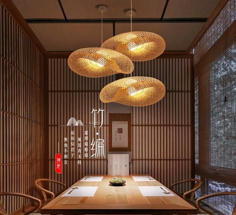 Handmade Bamboo Weaving Art Lamp Bamboo Art Dining Room Bedroom Bamboo Rattan Light (WH-WP-38)