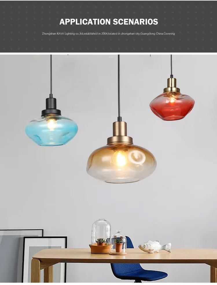 Cooper / Blue / Red Glass Pendant Light Irregular Shape Suitable for Bar, Restaurant, Cafe Atmosphere Hanging Light Ceiling Light Pendant