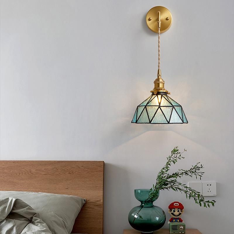 Glass Wall Lamp Bed Head Tiffany Light Corridor Retro Wall Light