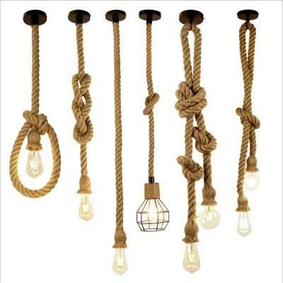 Industrial Retro Loft Rope Pendant Lamp Hemp Rope Chandelier Large Pendant Lamps for Living Room Retro Creative Hemp Rope Iron