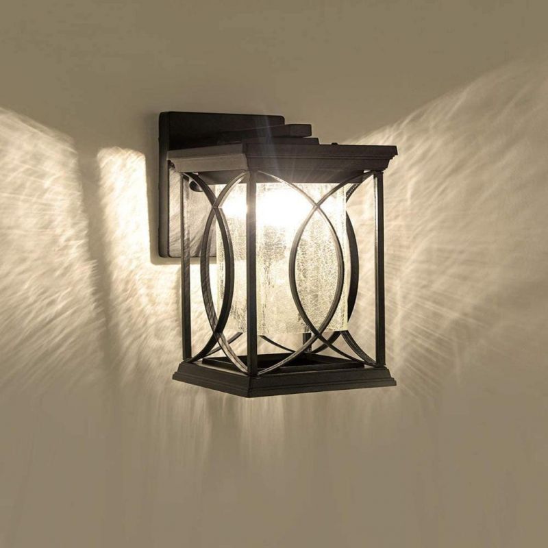 Modern Outdoor Wall Light Exterior Light Fixtures Black Aluminum with Crack-Like Glass Create Gorgeous Lighting Effects UL and IP65 Waterproof Wall Sconce