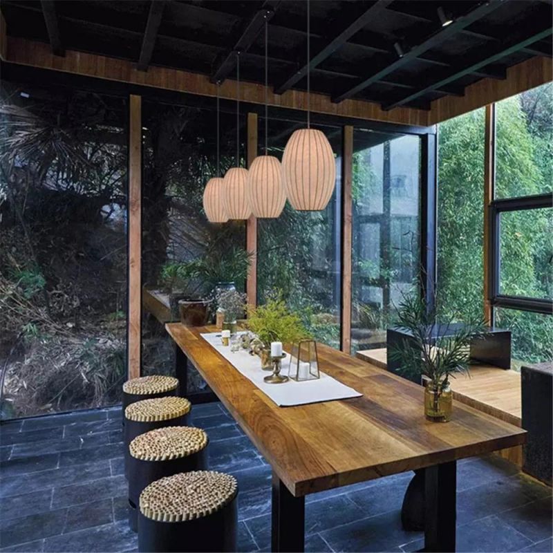 Loft Silk Chandelier for Restaurant Home Decoration Multi Colour Glass Round Natural Pendant Lamp on The Ceiling