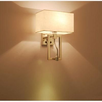 So Practical Modern Chrome Bedside 3W LED Wall Sconces Lamp Lights with Fabric Shade for Hotel or Home Bedroom