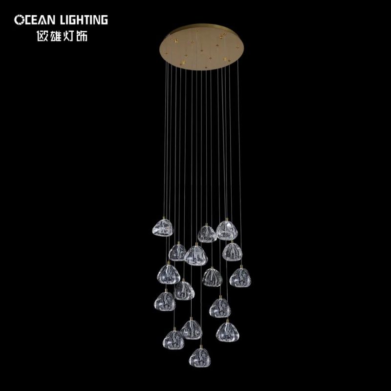 Golden Warm Lighting 3000K Spherical Metal 16*3W Crystal Chandelier Luxury