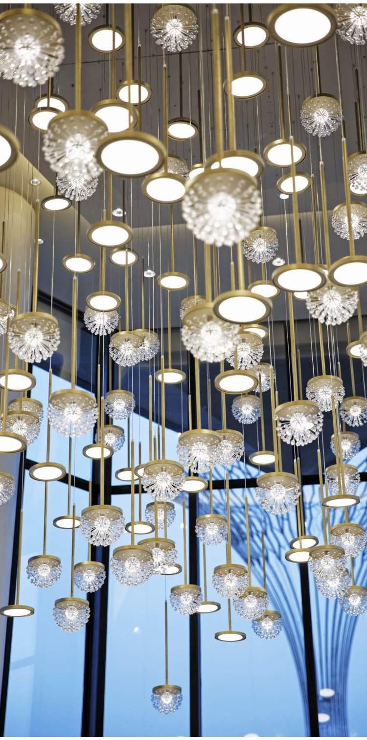 Professional Quality Villa Commercial Center Modern Luxury Glass LED Chandelier Light