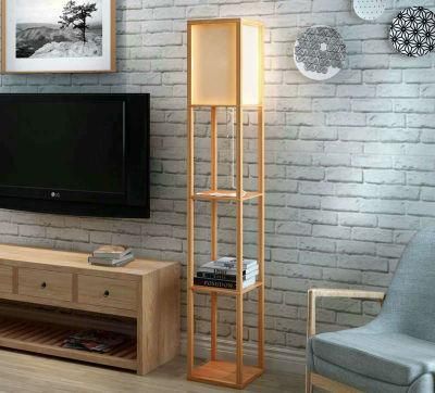 Modern LED Decorative Wooden Loft Floor Lamp Black White Shelf Floor Lamp (WH-MFL-113)