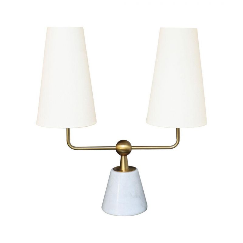 Gold Vintage Marble Base Linen Fabric Shade Nightstand Table Lamps for Bedroom Living Room Bedside