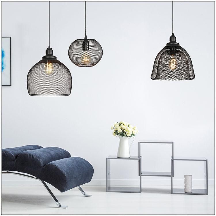 Nordic Industrial Modern Decoration Retro Hanging Pendant Light Black Iron Cage Pendant Lamp