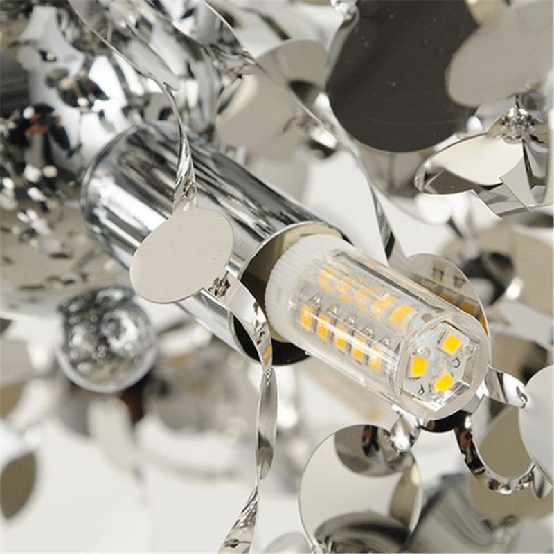 Chandelier Argent Lighting Hand Made Stainless Steel Leaf Chandelier Lamp for Living Room/Bedroom Home Art Deo Lighting