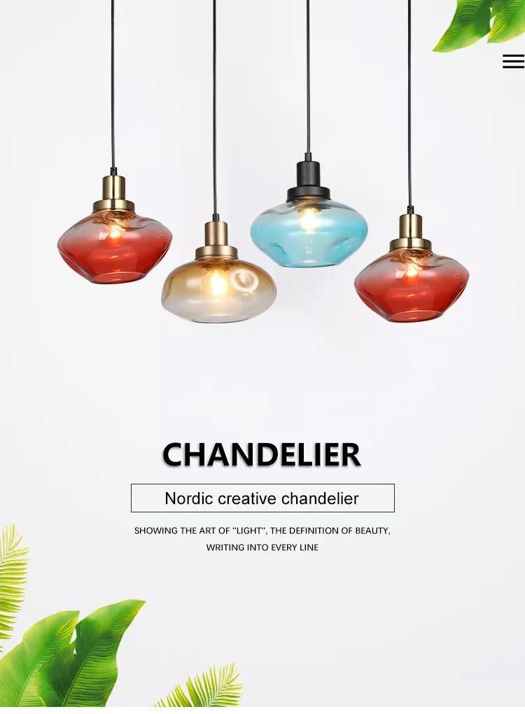 Cooper / Blue / Red Glass Pendant Light Irregular Shape Suitable for Bar, Restaurant, Cafe Atmosphere Hanging Light Ceiling Light Pendant