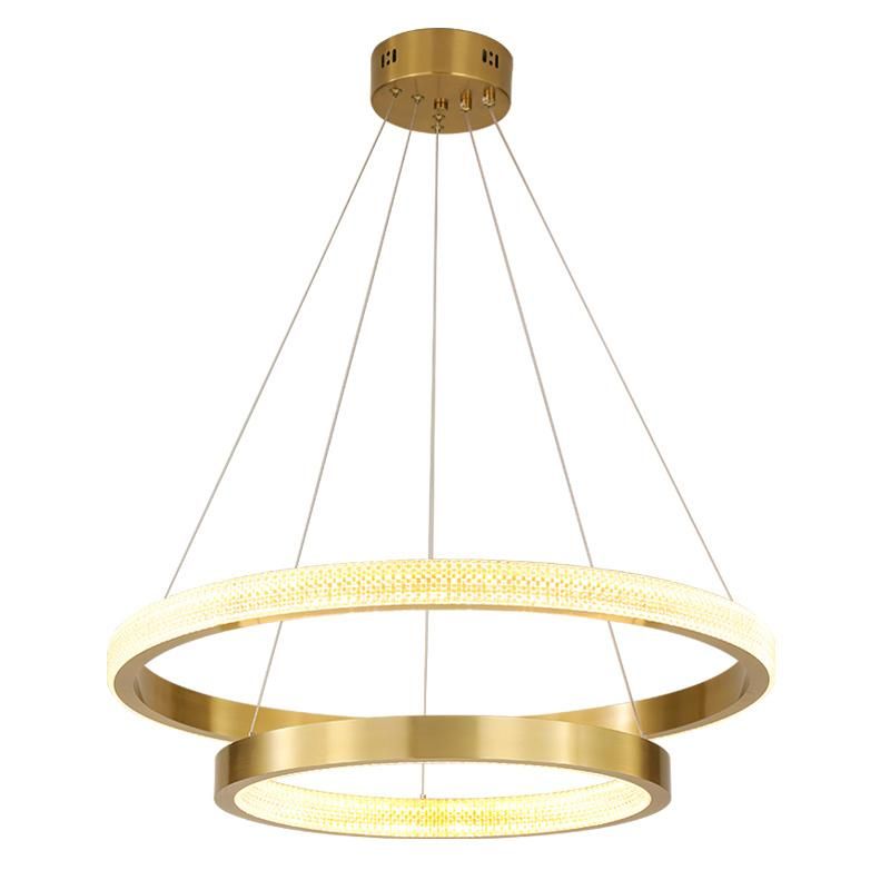 Indoor Modern Nordic Acrylic Circular LED Ring Gold Pendant Lamp Chandeliers Hanging Lights