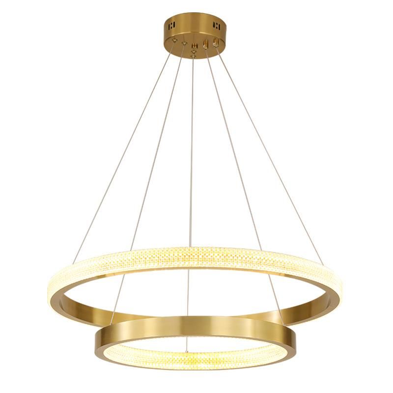 Indoor Modern Nordic Acrylic Circular LED Ring Gold Pendant Lamp Chandeliers Hanging Lights